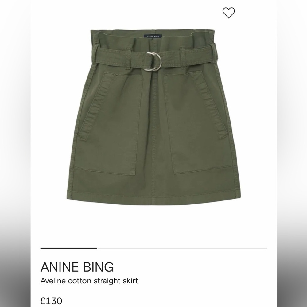 Anine Bing Aveline control straight skirt with belt size XS dark green
